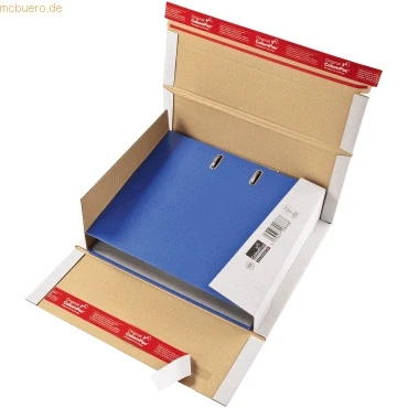 Abbildung von ColomPac Ordner Versandkarton, weiß, für DIN A4 mit Rückenbreite 35 bis 80 mm, stabile Wellpappe 1 Stück (CP 055.51)
