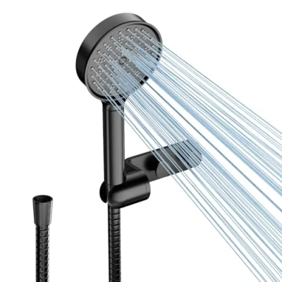 Abbildung von Cobbe Filter Duschkopf und Schlauch mit Halter, Hochdruck Filtration in 20 Schichten, Handbrause 6 Strahlarten, Duschbrause für Hartes Wasser,Rest Chlor,Bakterien, Schwarz