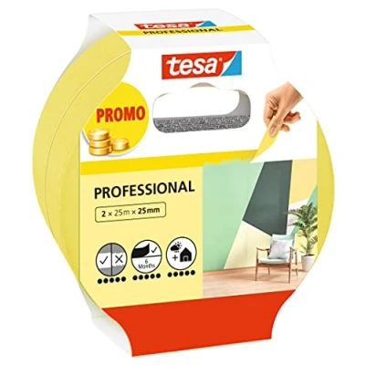 Abbildung von tesa Professional 56212 00000 02 Malertape Gul (L x B) 50 m 25 mm 2 stk