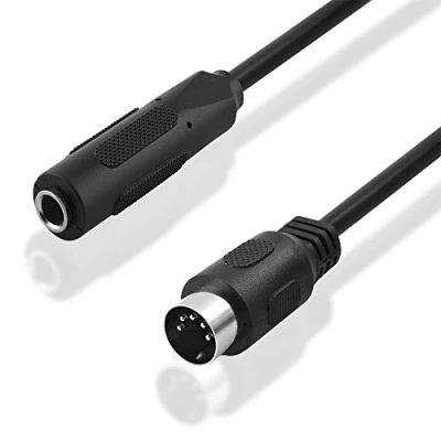 Abbildung von BestPlug 20cm Audio Stereo Kabel Aux in Out, 6,3mm Klinke Kupplung Buchse weiblich auf 5pol MIDI Stecker männlich, Schwarz