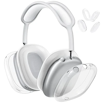 Abbildung von VICHYIE Hülle für Airpods Max, mit Schutz Abdeckungen Ohrpolster, Dünne Weiche TPU Transparent Hülle, Stoßfest, Kratzfest, Staubdicht, Durchsichtige Zubehör AiPods Max Transparentes Set