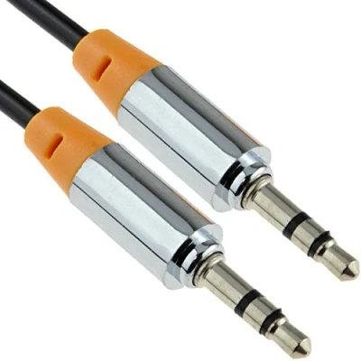 Abbildung von Profi Metall Orange 3,5 mm Klinkenstecker Männlich Zum Stereo Audio Kabel Anschlusskabel 2 m [2 Meter/2m]