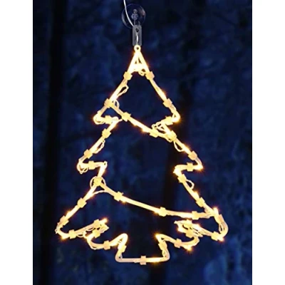 Abbildung von Spetebo LED Fenster Silhouette XXL in 48x42 cm Tannenbaum klares, gemütliches Licht Fensterbild mit Saugnapf und Batterie betrieben Dual Timer