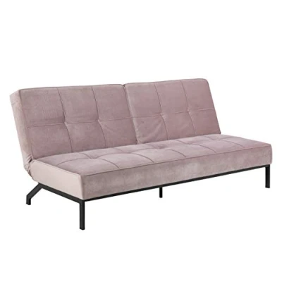 Abbildung von AC Design Furniture Bent Schlafsofa in Rosa, mit 3 Liegepositionen, Moderner Sitzer, gepolstertes Sofa Samtstoff und schwarzen Beinen, B: 198 x H: 87 T: 95 cm