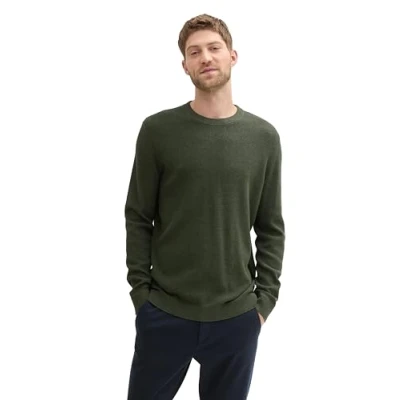 Abbildung von TOM Tailor Strukturierter Rundhals Strickpullover, Herren, Größe: XL, Rosin green melange