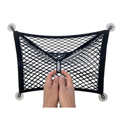 Abbildung von easysac FixSac 3 Aufbewahrungsnetz zur Befestigung mit Saugnäpfen, für Nutzfahrzeuge, Wohnmobile, Wohnwagen, Boote... (45 x 40 cm)