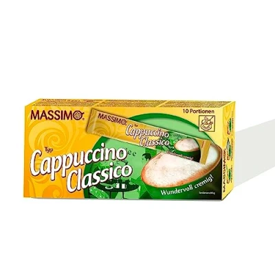 Abbildung von MASSIMO Cappuccino Classico 160 Sticks, 16 x 10 Stick á 12,5 g, Vorteilspack, Löslicher Bohnenkaffee mit Kakaopulver, Instant Cappuccino, Schnelle Zubereitung