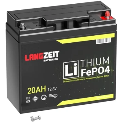 Abbildung von LANGZEIT LiFePO4 12V 20Ah Akku Lithium Batterie Wohnmobil Solarbatterie Solar USV ersetzt 21Ah 22Ah 24Ah 25Ah 28Ah 30Ah