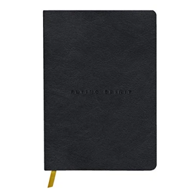 Abbildung von Clairefontaine 102946C Heft Flying Spirit, Cover aus Leder, 14,8 x 21cm, Fadenbindung, Lesezeichen, 90 Blatt, 90g, liniert, 1 Stück, Schwarz