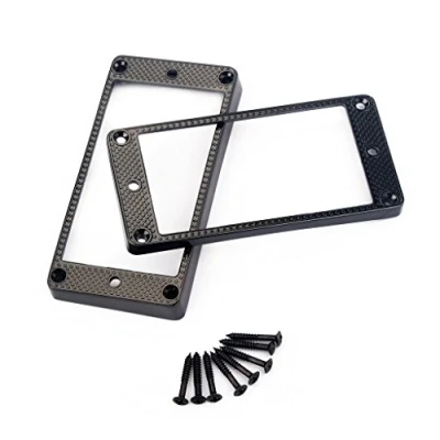 Abbildung von Alnicov 2 Stück Metall Pickup Ringe，Humbucker Tonabnehmerring Set mit gebogener Unterseite, für Epiphone Gitarrenzubehör, Schwarz
