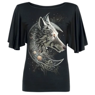 Abbildung von Spiral Celtic Wolf Frauen T Shirt schwarz XL 95% Viskose, 5% Elasthan Gothic