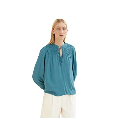 Abbildung von TOM TAILOR Damen 1034030 Bluse mit Rüschen Detail, 13222 Pastel Teal, 36