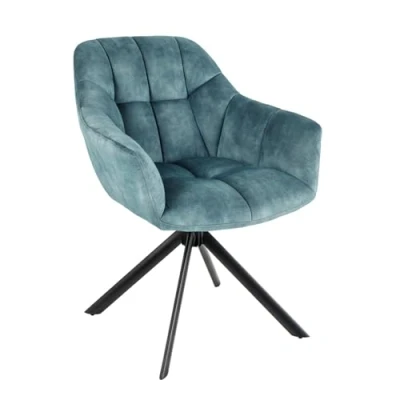 Abbildung von riess ambiente Polsterstuhl PAPILLON petrol / schwarz (Einzelartikel, 1 St), Esszimmer · Samt Metall Armlehne 180 drehbar Modern Design