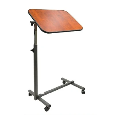 Abbildung von FabaCare Beistelltisch Nova, höhenverstellbarer Betttisch auf Rollen, Tisch für Bett mit Neigung, Easy to Clean Spezialversiegelung, Walnuss