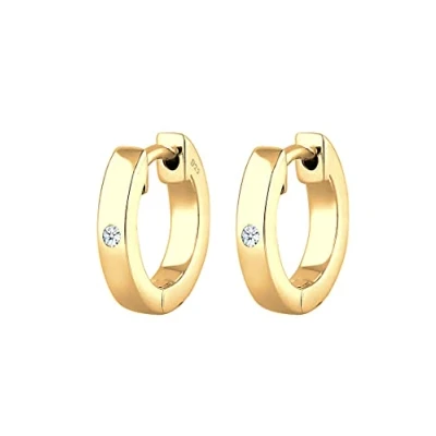 Abbildung von Elli DIAMONDS Paar Creolen Creole Diamant (0.03 ct) Geschenkidee Silber