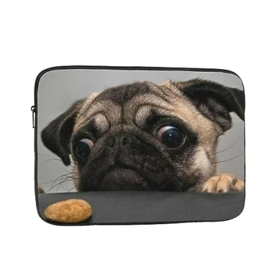 Abbildung von Laptophülle mit Mops Motiv, für 43,2 cm (17 Zoll) Laptop, stoßfest, Oxford Gewebe, Laptop Schutzhülle
