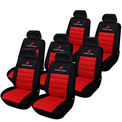 Abbildung von eSituro SCSC0080 7er Einzelsitzbezug universal Sitzbezüge für Auto Schonbezug Schoner Dicke gepolstert rot