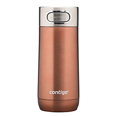 Abbildung von Contigo Luxe Autoseal Thermobecher, Edelstahl Reisebecher, Isolierflasche, auslaufsicherer Becher, spülmaschinenfest, Kaffeebecher mit Easy Clean Deckel BPA frei; White Zinfandel, 360 ml