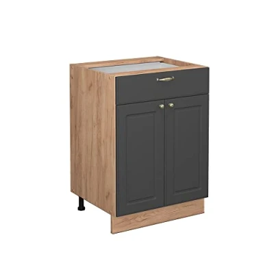 Abbildung von Vicco Unterschrank Fame Line, Anthrazit Gold/Eiche 60cm mit Schublade ohne Arbeitsplatte