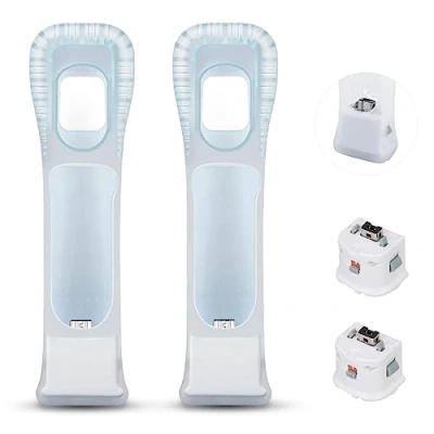 Abbildung von bangbird Motion Plus Adapter Sensor W/Silikon Hülle für Nintendo Wii Fernbedienung, MotionPlus Beschleuniger, 2 Stück Weiß