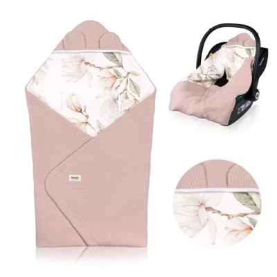 Abbildung von Lionelo TRAVEL Swaddle Blanket Warmes Babytuch für Kindersitz, Tragetasche, Kinderwagen, Ganzjährig, Weiche Babydecke 90x90 cm, Klettverschluss, 100% Baumwolle