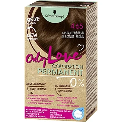 Abbildung von Schwarzkopf Haarfarbe Only Love Coloration 4.65 Kastanienbraun schonende permane