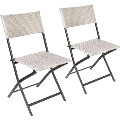 Abbildung von BRUBAKER Campingstuhl Lugano Polyrattan Klappstuhl wetterfest und robust (Balkonstuhl klappbar, 2 St), Camping Stuhl für Garten Balkon Terrasse Gartenstuhl Grau Beige