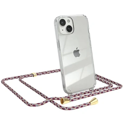 Abbildung von EAZY CASE Handykette kompatibel mit iPhone 14 Handyhülle Umhängeband, Handykordel Schutzhülle, Silikonhülle, Hülle Band, Stylische Kette für Smartphone, Bordeaux Camouflage