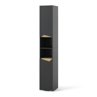 Abbildung von Vicco Hochschrank Marelle, Anthrazit/Anthrazit, 30 x 180 cm mit Türen, und offenen F...
