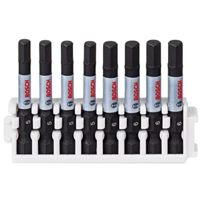 Abbildung von Bosch Accessories Professional 8tlg. Schrauber Bit Set Hex (Impact Control, 8 x PZ2 Bits Länge: 50mm, Pick and Click, Zubehör Schlagschrauber Bohrschrauber)