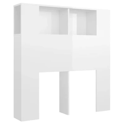 Abbildung von vidaXL Bett Kopfteil mit Ablagen Regal Wand Bücherregal Betthaupt Bettkopfteil Schlafzimmer Hochglanz Weiß 100x18,5x104,5cm