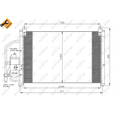 Abbildung von NRF EASY FIT 35393 Klimakondensator mit Trockner, Dichtring 11,8 Aluminium 540