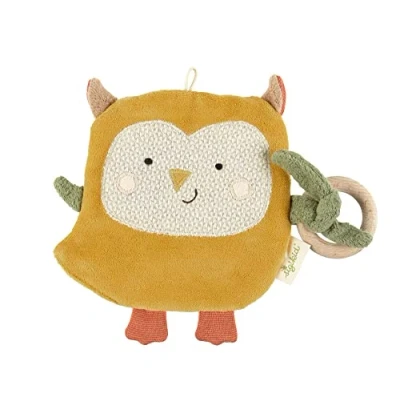 Abbildung von SIGIKID 39727 Knistergreifling Eule Green, Babyspielzeug aus Bio Baumwolle mit Knistereffekt und Buchenholzring zum Greifen Spielen für Babys &amp; Kinder von 0 36 Monaten, Gelb/Braun, 19x23x4 cm