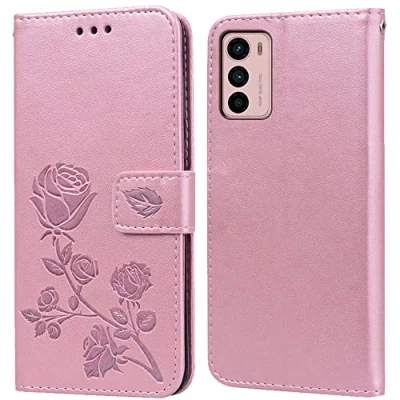 Abbildung von PKQTOP Hülle für Motorola Moto G42 Handyhülle,Klappbar Tasche Case,Standfunktion,Kartenfach,Silikon Bumper,Stoßfeste Schutzhülle Cover