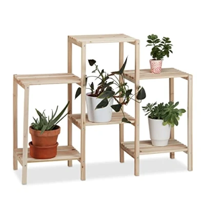 Abbildung von relaxdays Blumenständer Pflanzenregal Holz, M
