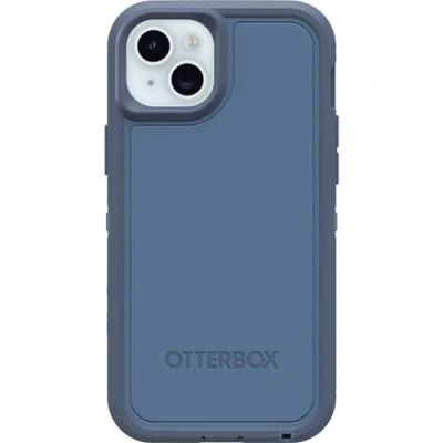 Abbildung von OtterBox Schutzhülle für iPhone 15 Plus und 14 Plus, Defender Series XT Babyblaue Jeans (blau), Bildschirmlos, robust, rastet an MagSafe mit Umhängebandbefestigung