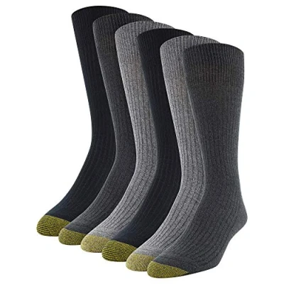Abbildung von Gold Toe Herren Stanton Crew Socks, Multipairs Klassische Socken, Anthrazit/Grau (6 Paar), L EU