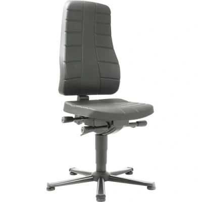 Abbildung von bimos Arbeitsdrehstuhl All in One mit Bodengleitern PU Schaum schwarz