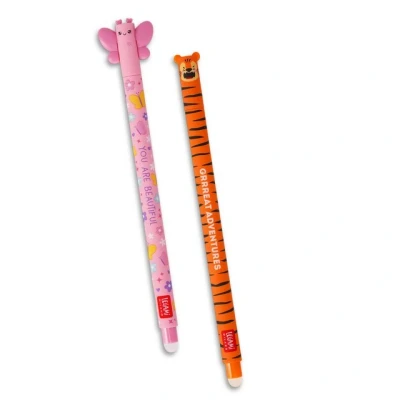 Abbildung von LEGAMI 2er Set Gel Radierstifte, Stifte mit radierbarer Tinte, Tiger und Schmetterling Radierbar ohne Blatt zu verbrauchen, 0,7 mm Spitze