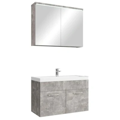 Abbildung von Badezimmer Badmöbel Set Paso 02 80cm Waschbecken Beton Unterschrank Schrank Spiegelschrank