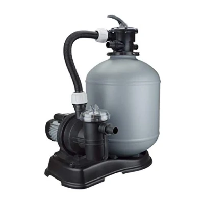 Abbildung von Steinbach Filteranlage Eco Top 10 041015 Selbstsaugende Pumpe für Pools mit bis zu 65.000 l Vorfilter, 6 Wege Ventil Verstellhebel und Manometer Anschluss Ø 38 mm