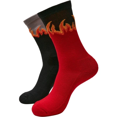Abbildung von Mister Tee LONG Flame Socks 2 PACK Socken, Größe: 47 50, Red/black