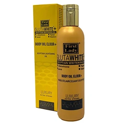 Abbildung von First Lady Glutawhite + Ägyptisches Hautaufhellendes Elixier Körperöl 200 ml mit L Glutathion, Papaya, Karotte, Vitamin E