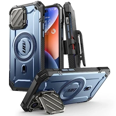 Abbildung von SupCase UB Mag XT für iPhone 14 Pro Max/iPhone 13 Max Hülle mit Kameraschutz, Robust Handyhülle Bumper Case Schutzhülle kompatibel MagSafe Ständer und Gürtelclip (Blau)