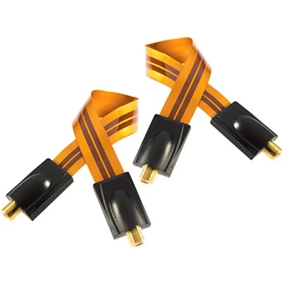 Abbildung von Poppstar SAT Fensterdurchführung ultra flach 0,2mm Kabel, (28 cm), Kupplung (F Stecker), vergoldete Kontakte