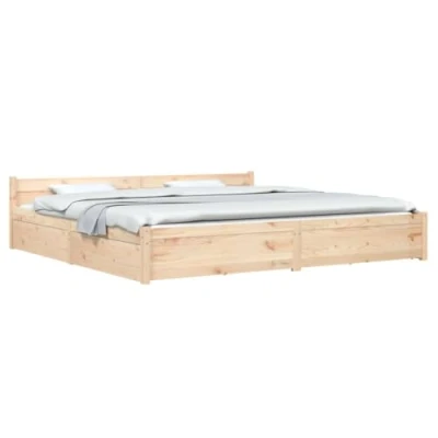 Abbildung von vidaXL Bett, Bettgestell Bettrahmen mit Schubladen Kopfteil Lattenrost, Holzbett Massivholzbett für Schlafzimmer, Doppelbett, Weiß 180x200cm