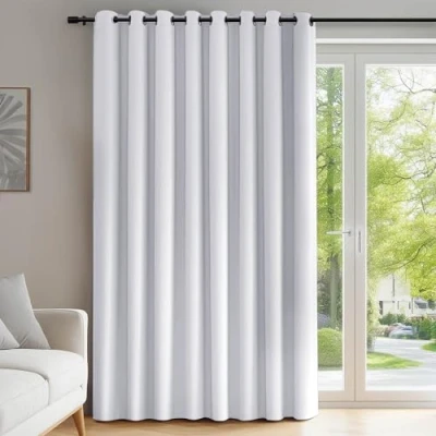 Abbildung von Deconovo Blickdichter Vorhang Grdinen Ösen Verdunkelungsvorhang Wohnzimmer Dicke Thermovorhang Kälteschutz Thermogardine Hitzeschutz, 214x254 cm(HöhexBreite), Silber Grau, 1 Stück