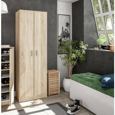 Abbildung von Dmora Mehrzweck Kabinett Portsmouth, Beistellschrank mit 2 Türen, Moderne Schuhregalgarderobe, Vertikales Schuhregal, cm 59x37h180, Eiche