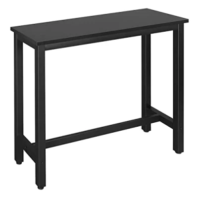 Abbildung von WOLTU BT17sz 1x Bartisch Bistrotisch Stehtisch Esstisch, Metallgestell, Tischplatte aus MDF, Schwarz, 120x40x100cm(BxTxH)