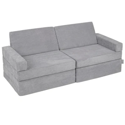 Abbildung von KiddyMoon Kindersofa Aufklappen Aus Schaumstoff Spielsofa Für Kinder Schlafsofa Kindersessel Couch Sofa Kinderzimmer Kindercouch Faltmatratze Matratzen, Dunkelgrau